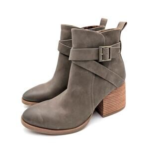 Korks Shyla Block Heel Ankle Bootie Womens Buckle Strap Taupe Size US9M EU39.5